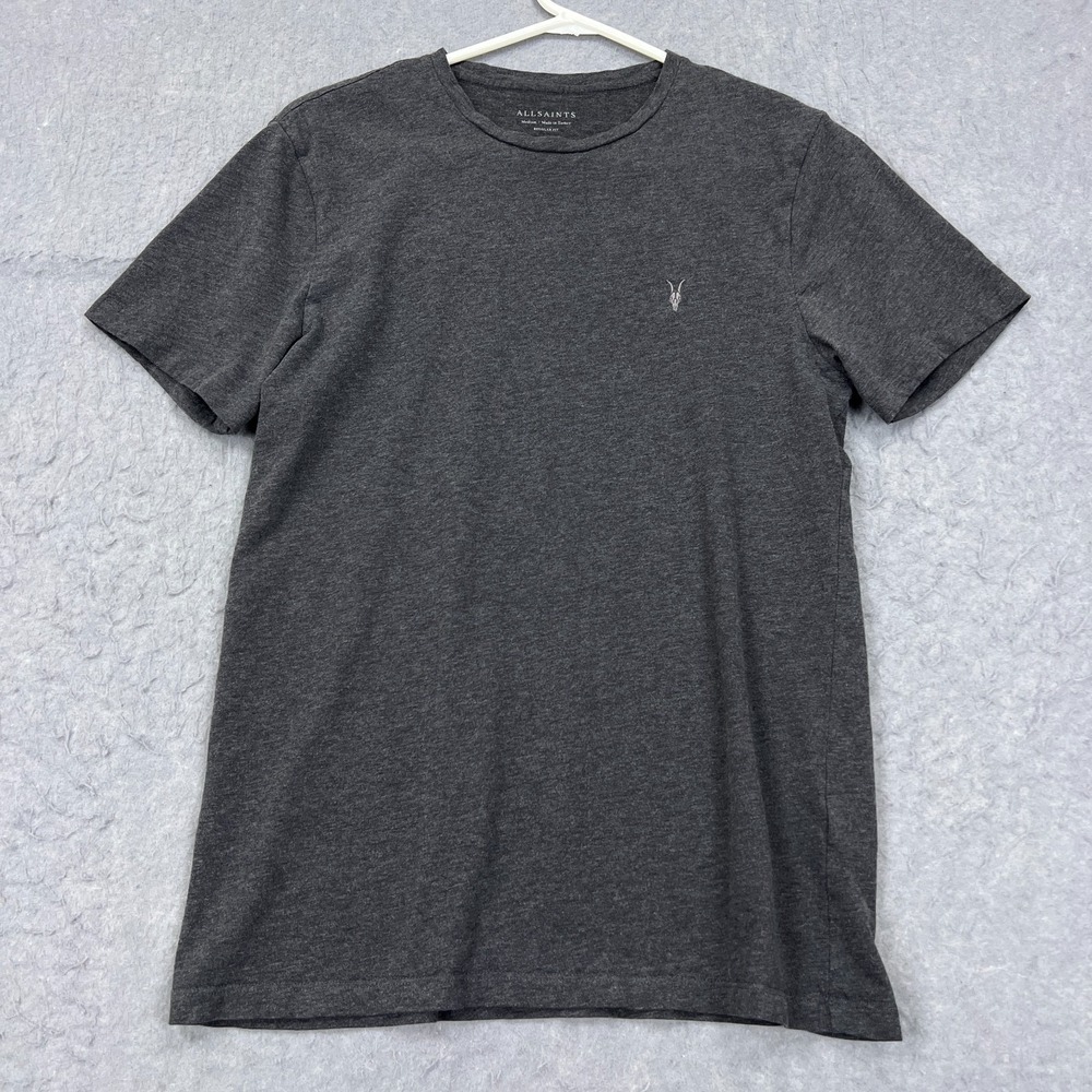 AllSaints Shirt Mens Medium Gray Brace Tonic Crew‎ Tee T-Shirt Logo Cotton